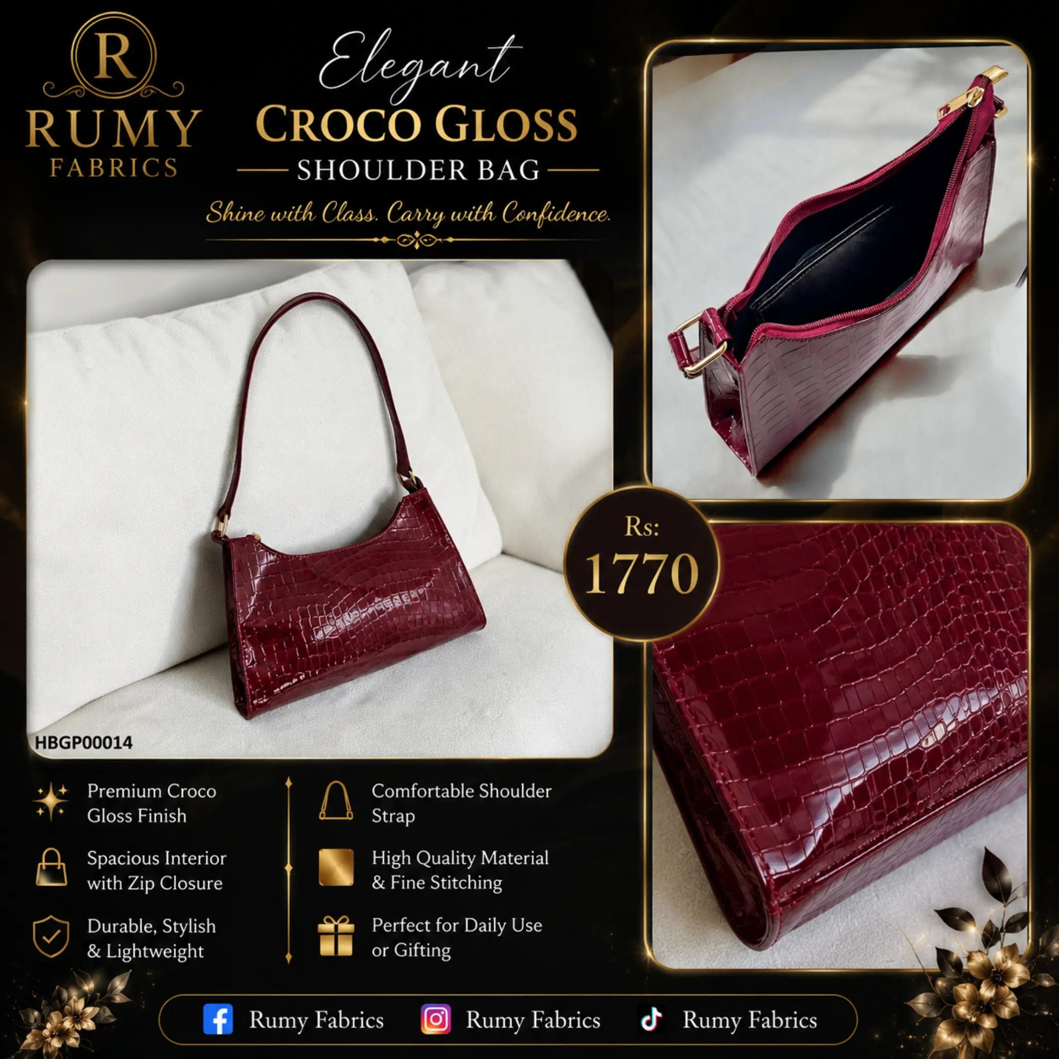 elegent croco gloss shoulder bag