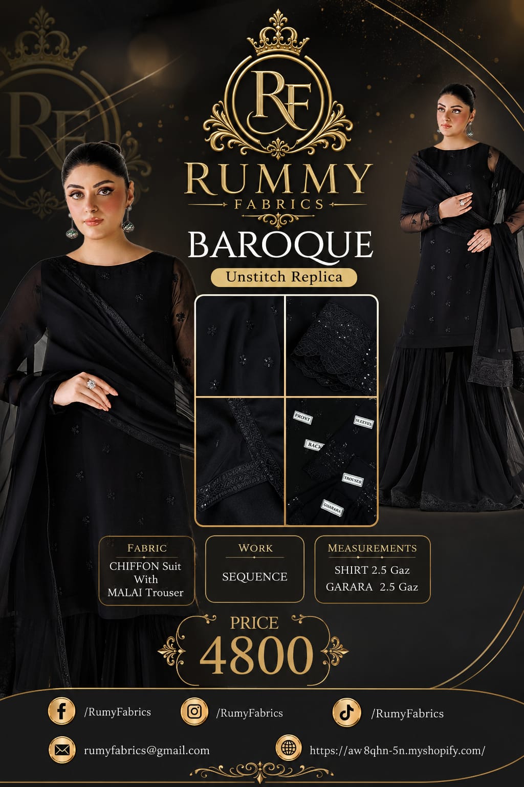 128.  🖤✨ BAROQUE Unstitched Replica ✨🖤